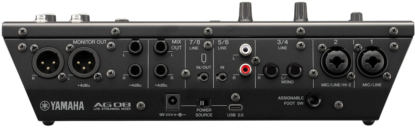 Yamaha AG08 B Black 8 Channel Live Streaming Mixer