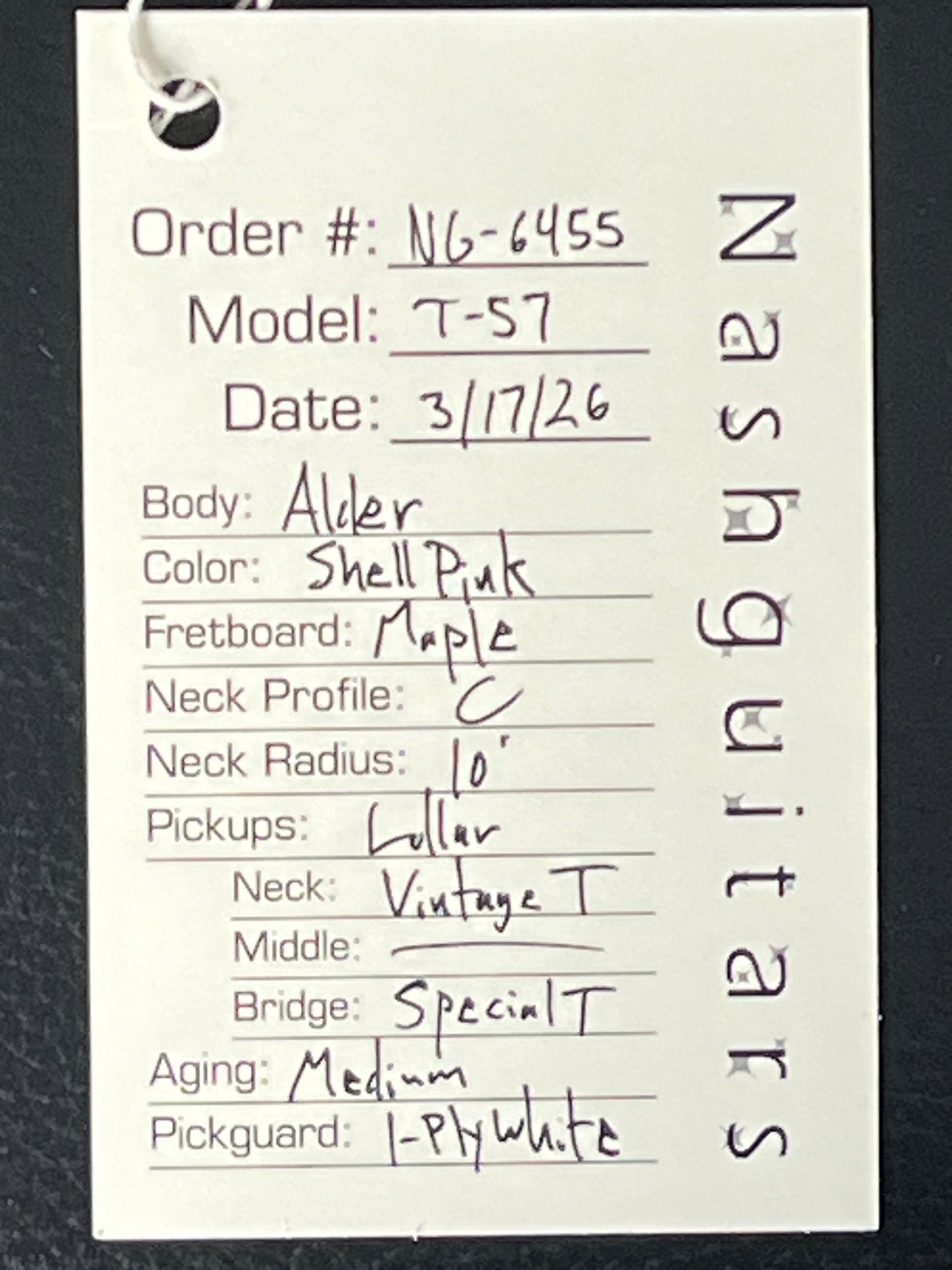 Nash Telecaster T-52 Shell Pink #6455