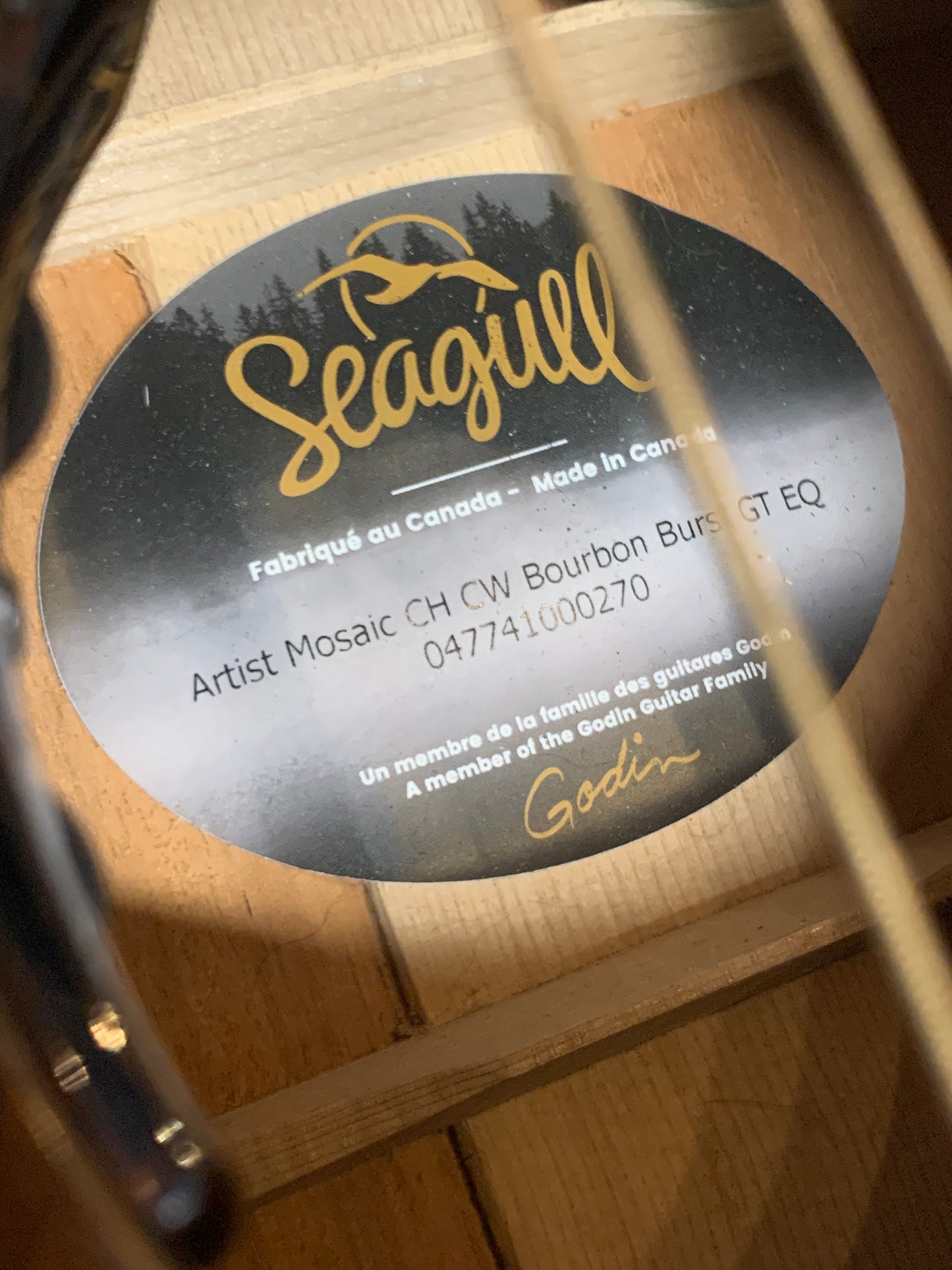 Seagull Artist Mosaic Concert Hall CW Bourbon Burst GT Anthem EQ (PRE-OWNED)