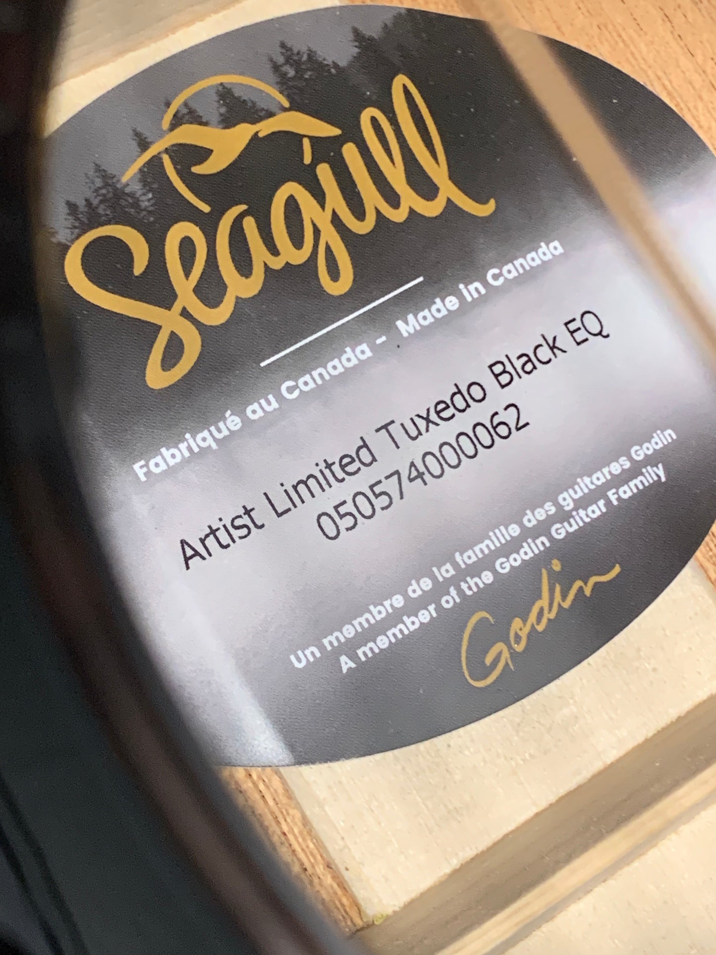 Seagull Artist Tuxedo Black Anthem EQ w/ Gig Bag #050574000062