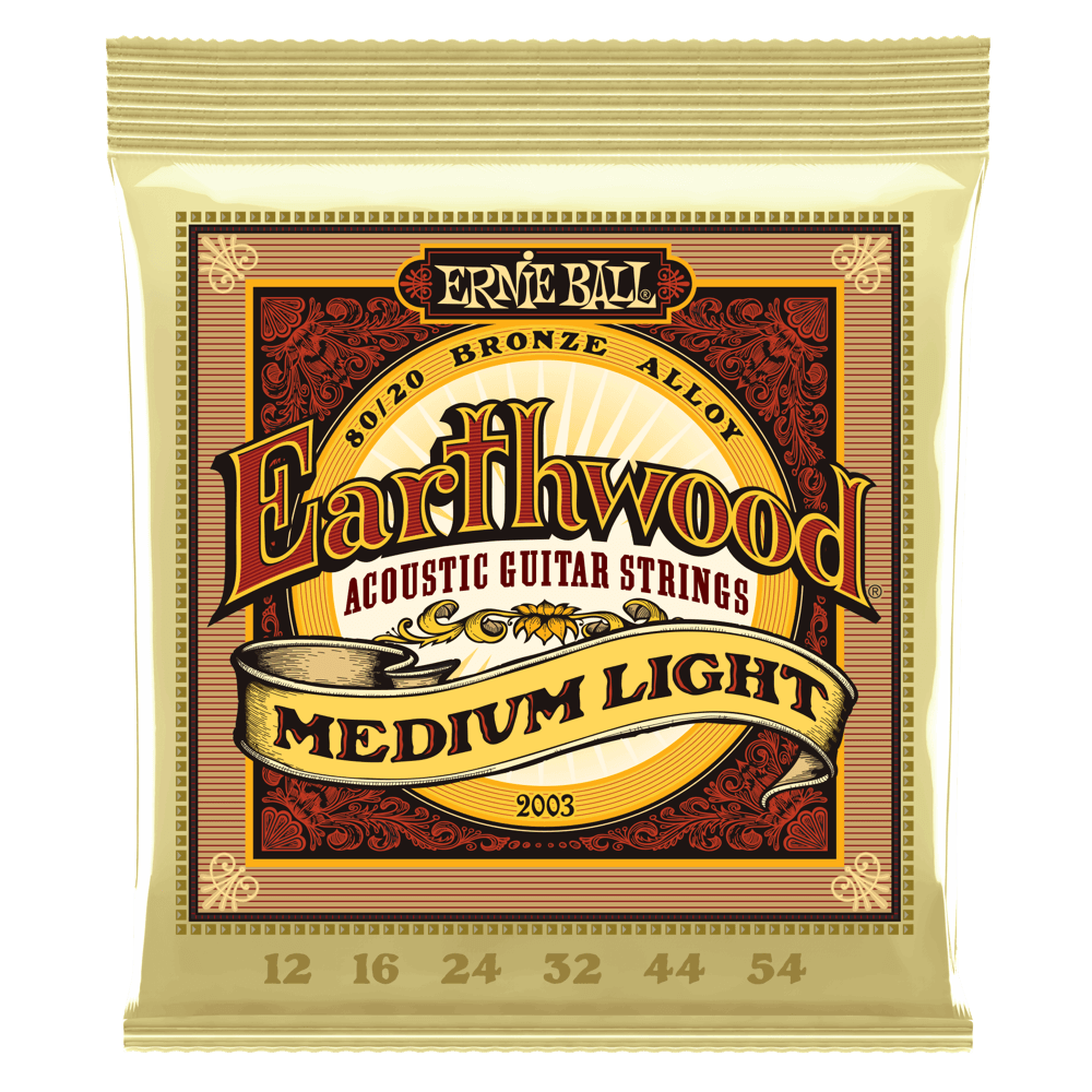 Ernie Ball Medium Light Earthwood 80/20 Bronze Acoustic Guitar Strings 12-54