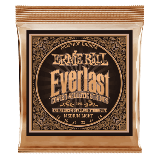 Ernie Ball Medium Light Everlast Coated Phosphor Bronze Acoustic Guitar Strings 12-54