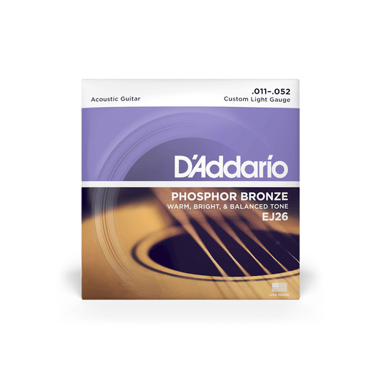 D'Addario Custom Light Acoustic Guitar Strings 11-52 EJ26