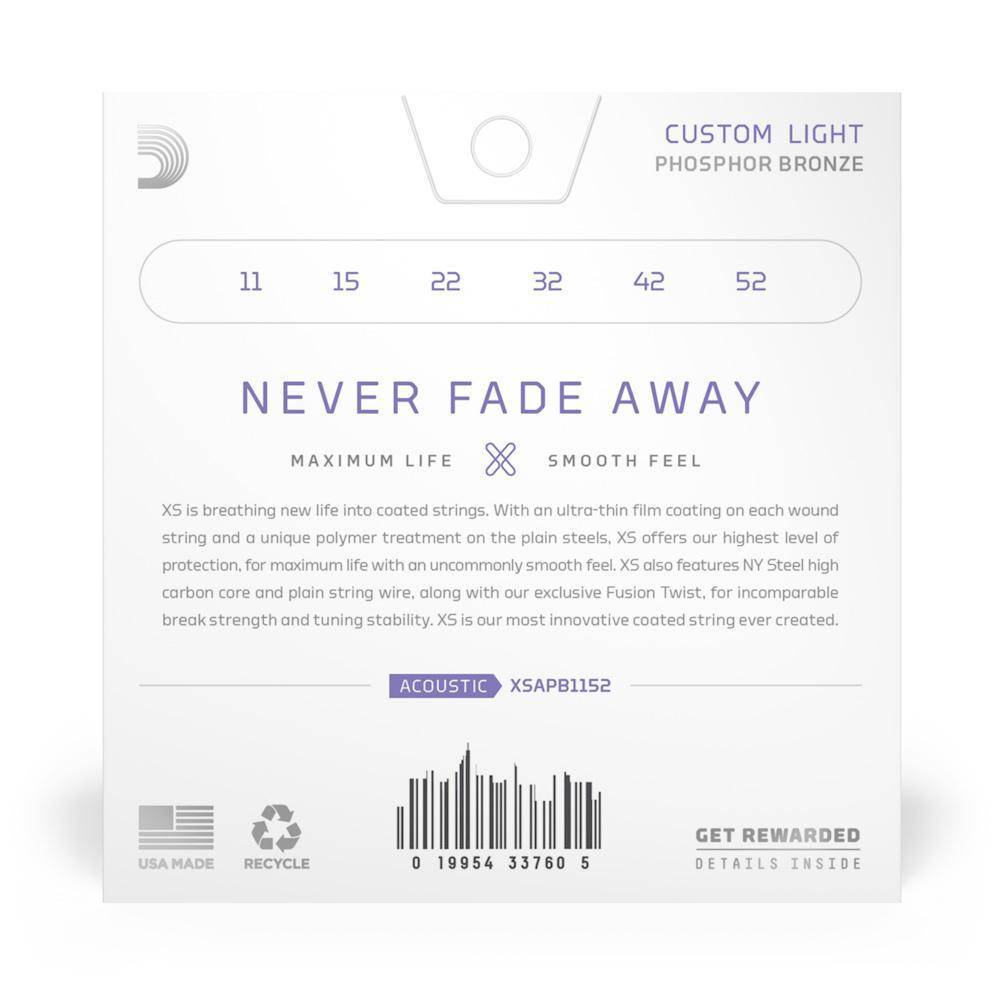 D'Addario Acoustic Guitar Strings Phosphor Bronze Custom Light 11-52