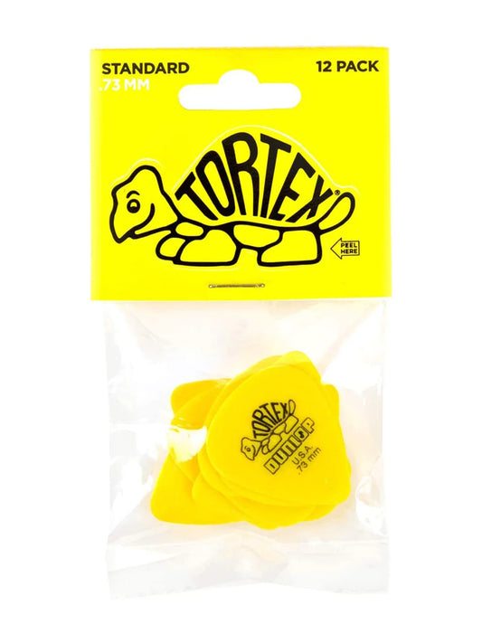 Dunlop Standard Tortex Picks - 12 Pack - Yellow - 0.73mm