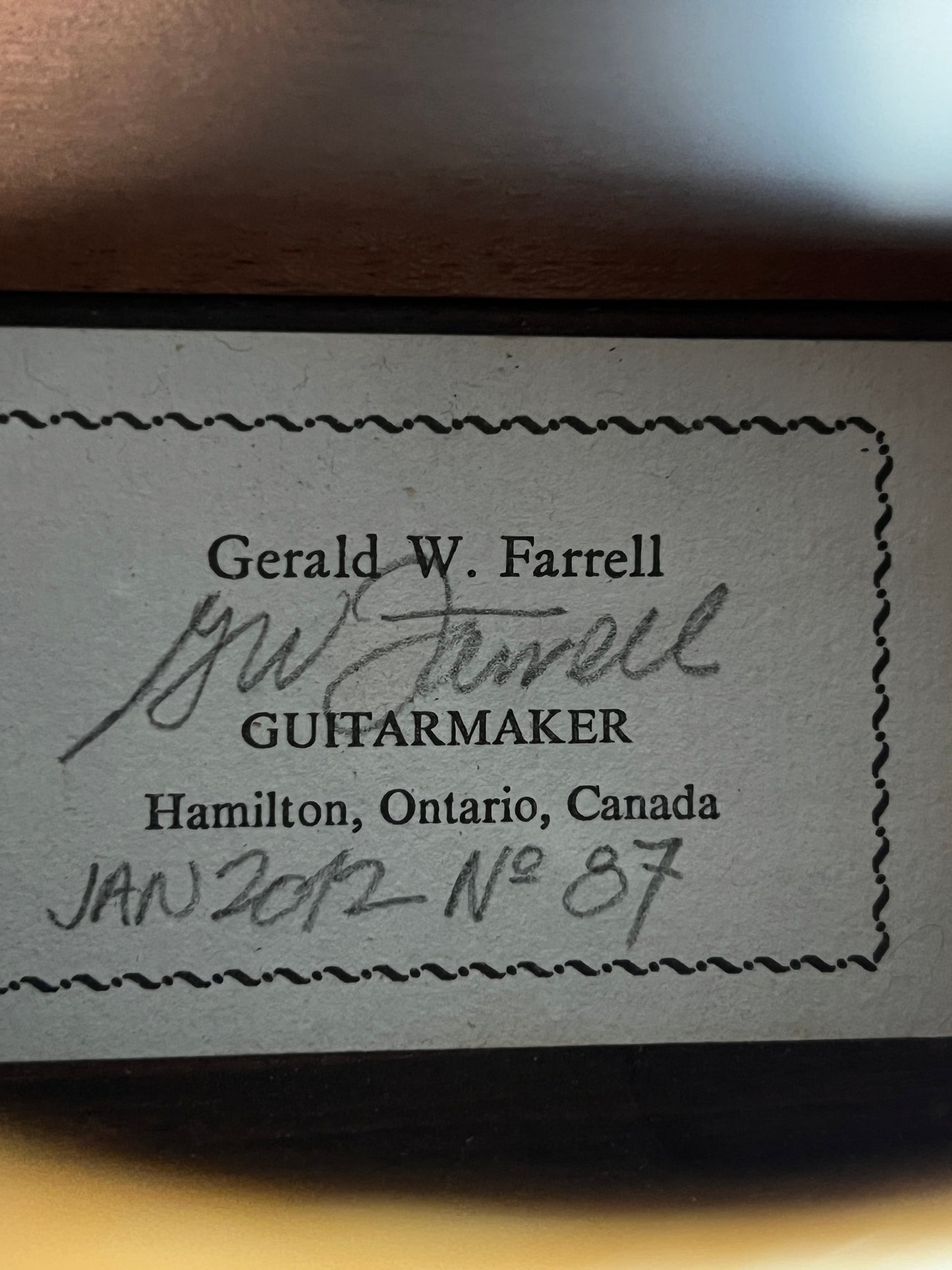 Gerald W. Farrell Classical Guitar n87 (PRE-OWNED)