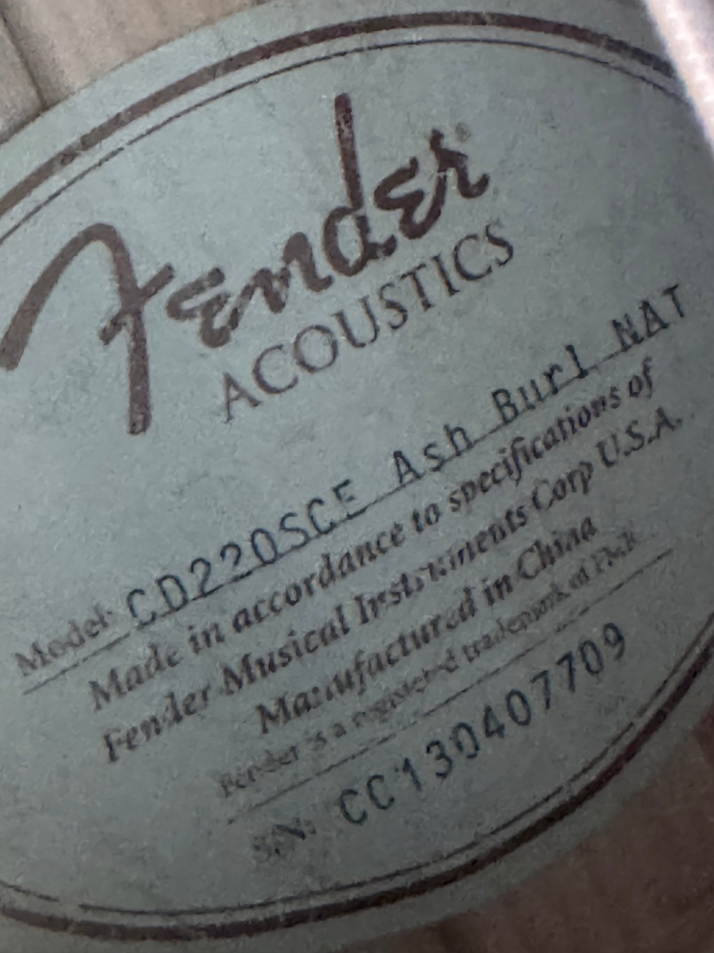 Fender CD-220SCE Exotics Ash Burl (PRE-OWNED)