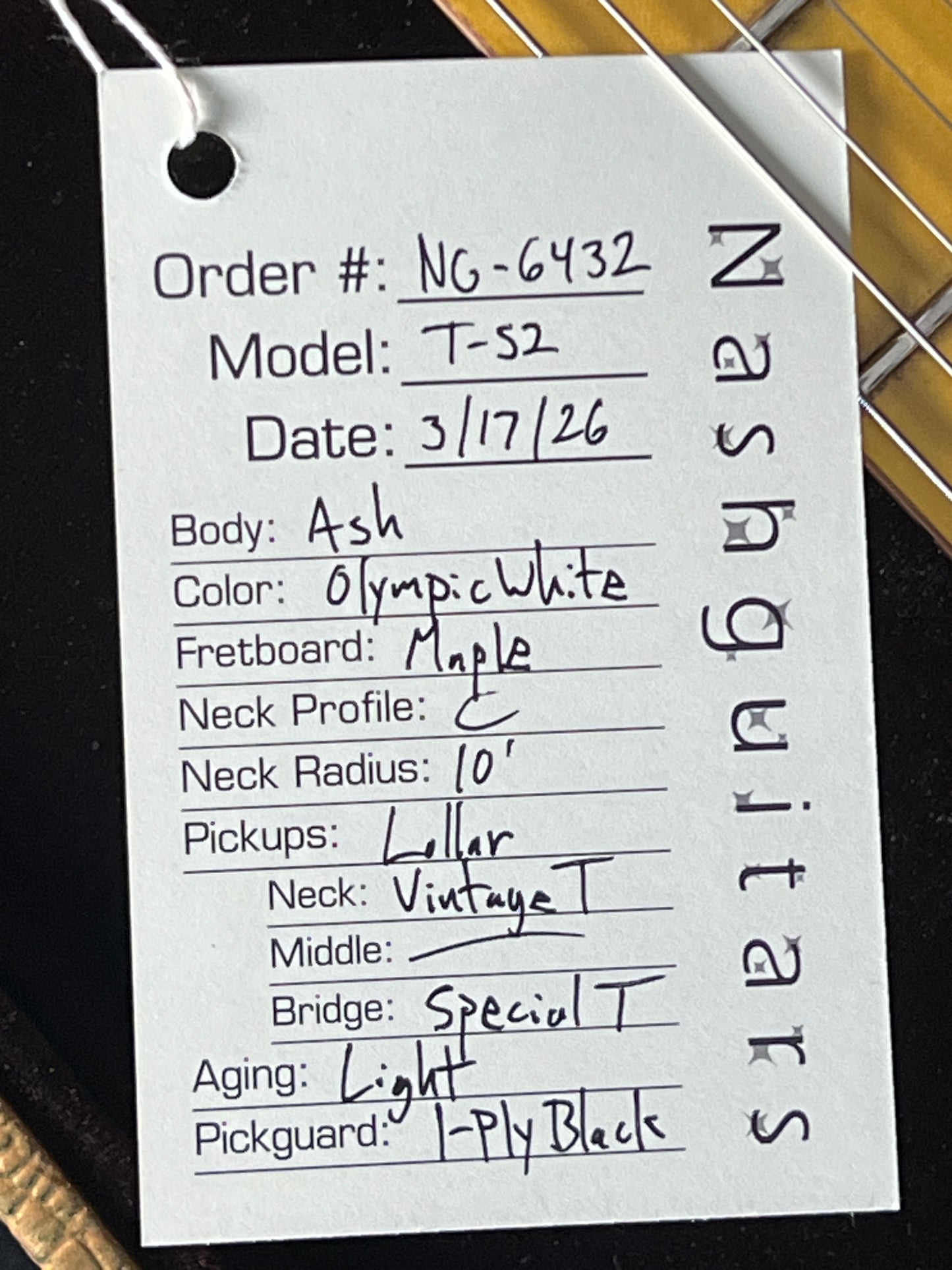 Nash Telecaster T-52 Olympic White #6432