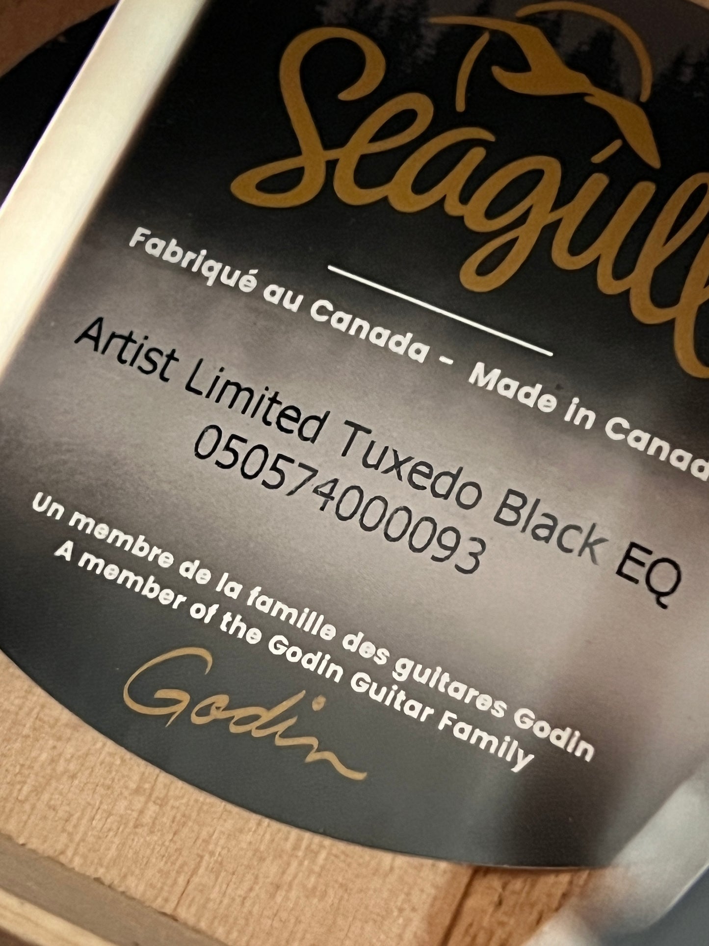 Seagull Artist Tuxedo Black Anthem EQ w/ Gig Bag