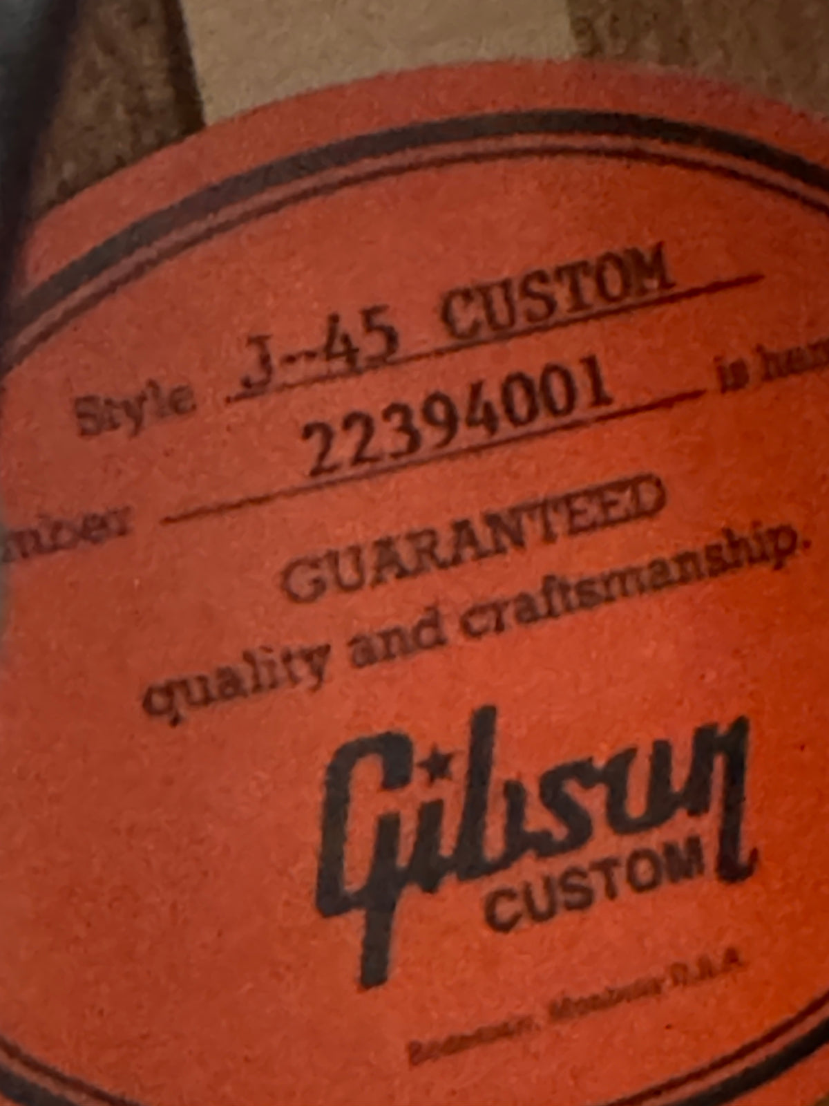 Gibson Custom Shop J-45 Black (PRE-OWNED)