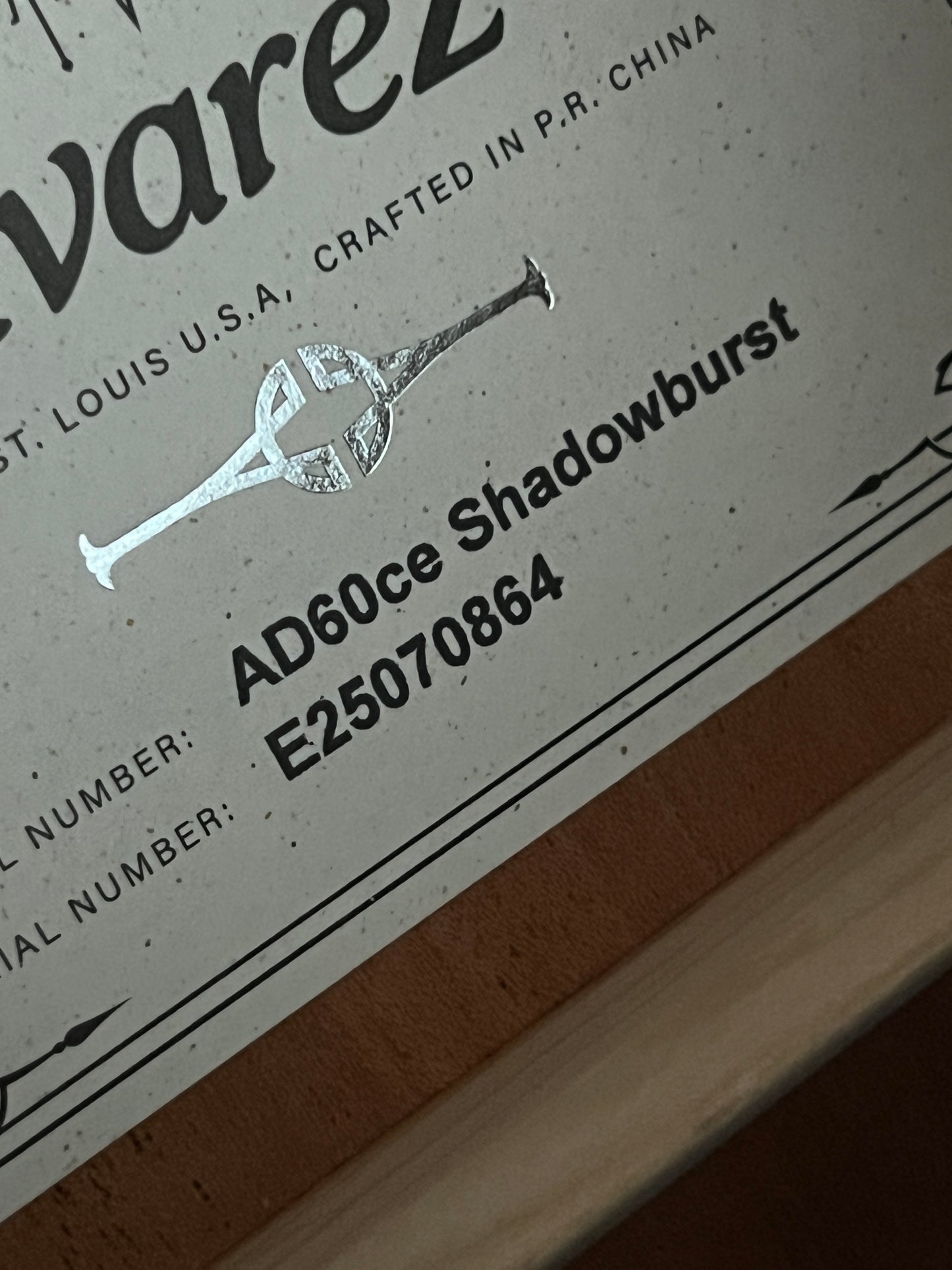 Alvarez AD60CE Shadowburst #864