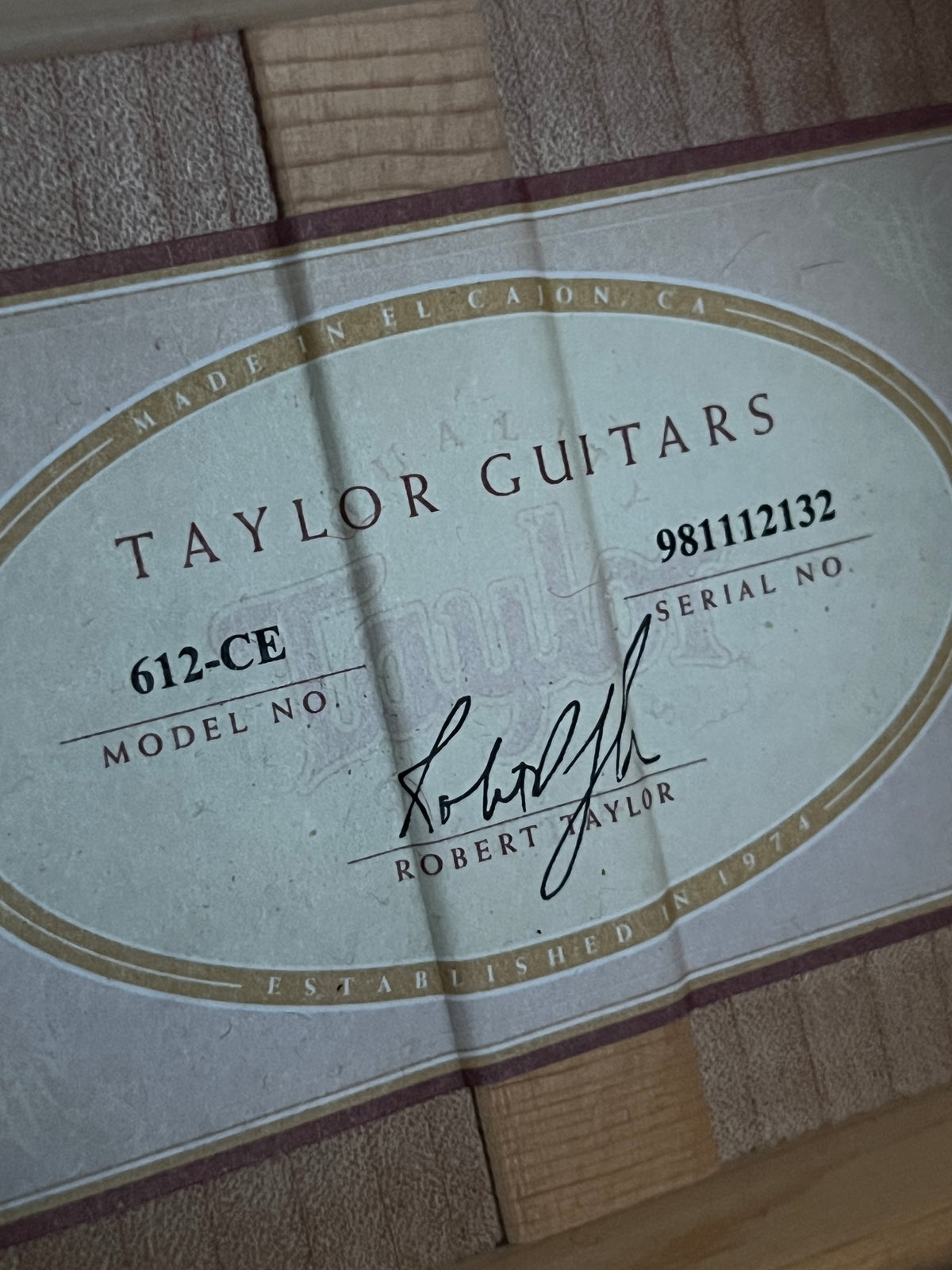 Taylor 612ce 1998 (PRE-OWNED)