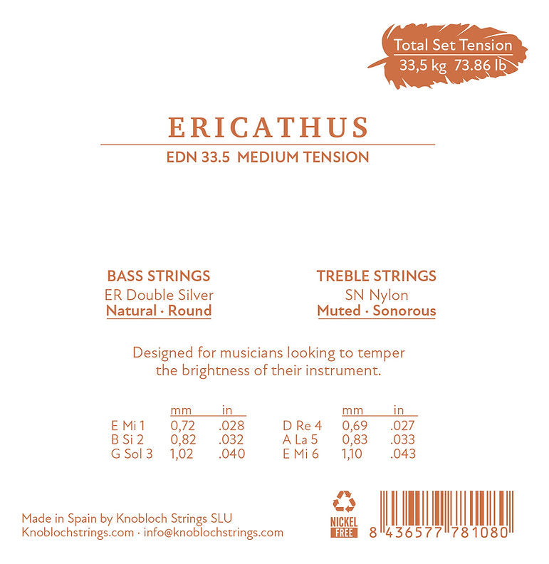 Knobloch Full Set ERITHACUS SN Nylon 33.5 Guitars