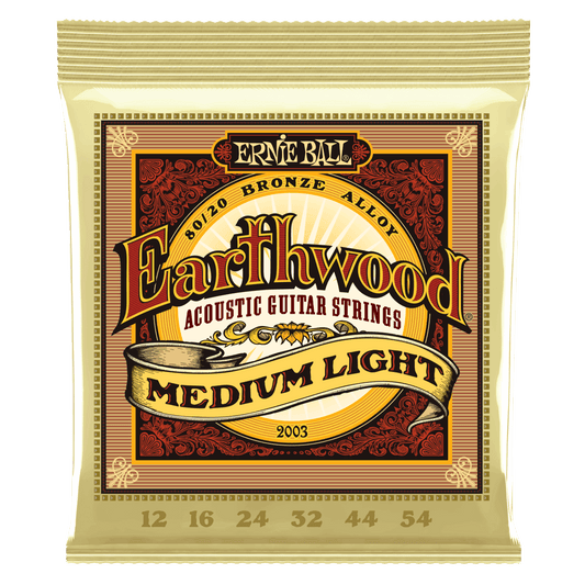 Ernie Ball Medium Light Earthwood 80/20 Bronze Acoustic Guitar Strings 12-54