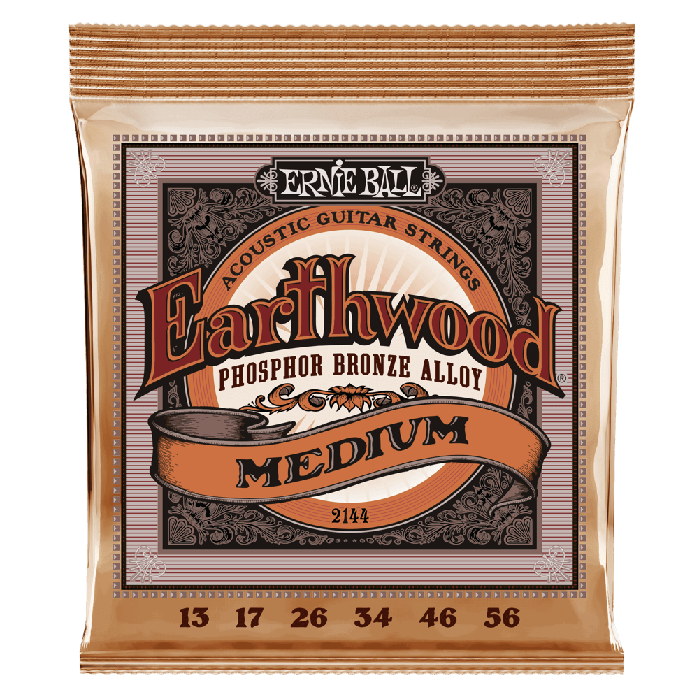 Ernie Ball Medium Earthwood Phosphor Bronze Acoustic Guitar Strings 13-56