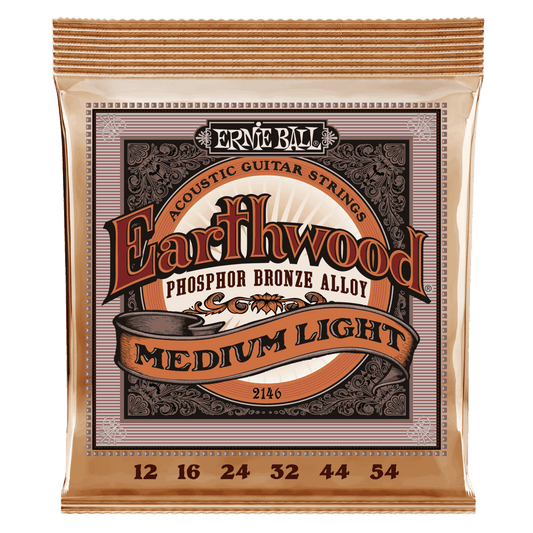 Ernie Ball Medium Light Earthwood Phosphor Bronze Acoustic Guitar Strings 12-54