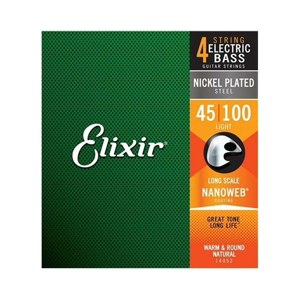 Elixir Bass Strings (4) Nanoweb Nickel Plated Steel Long Scale - Light 45-100